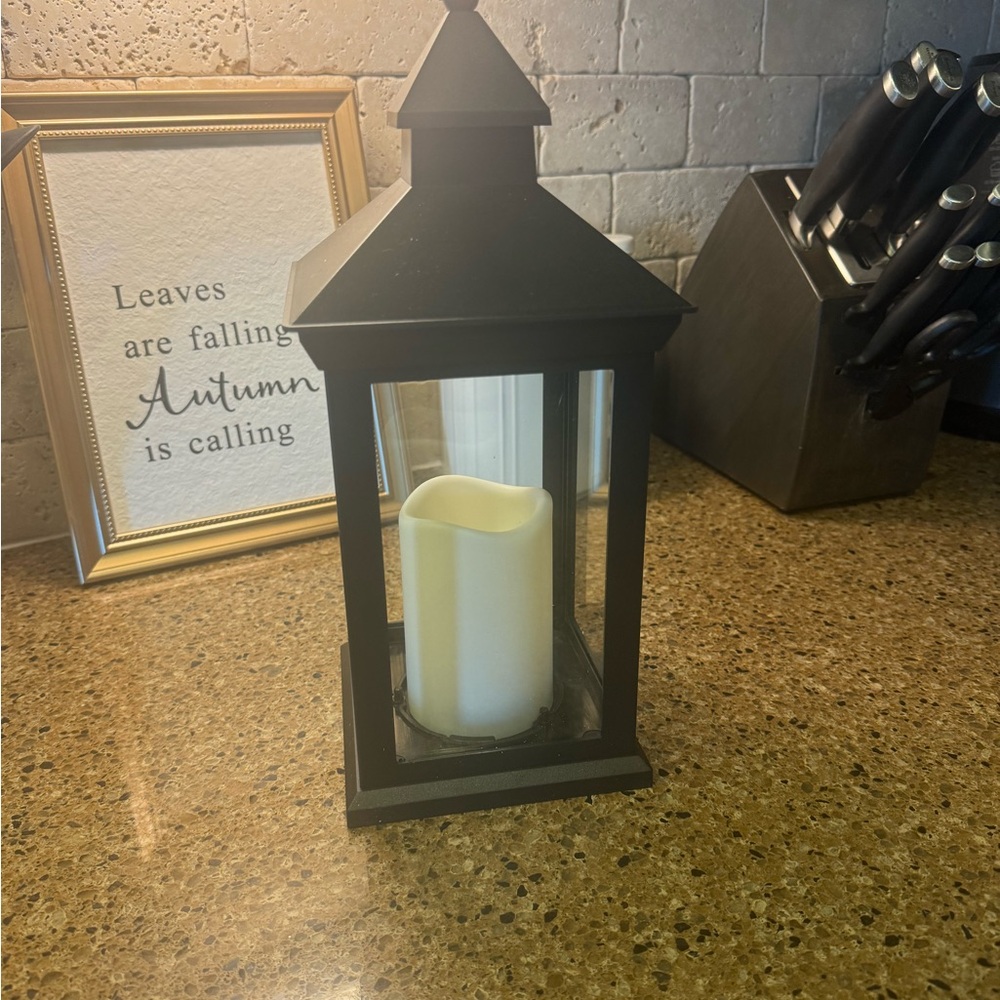 Black Lantern with Clear Glass Panels